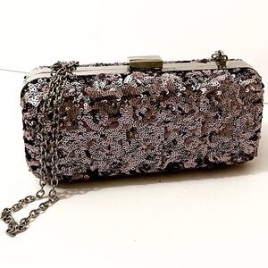Sequin Clutch Mauve Silver Chain Strap – Expressions NYC NWT